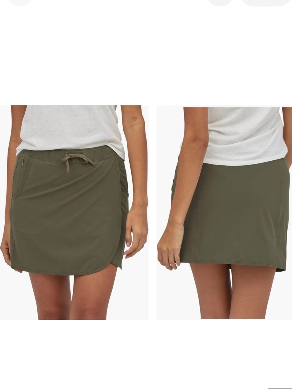 Patagonia Olive Green Active Skort with Drawstring Waist